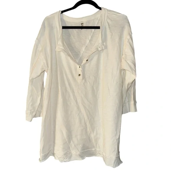 Free People Intimately Organic Cotton Pullover Ivory Size Medium - Picture 3 of 7